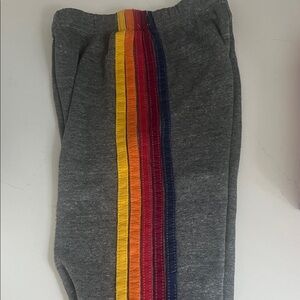 Aviator Nation Kids Gray Pants with Rainbow Stripe